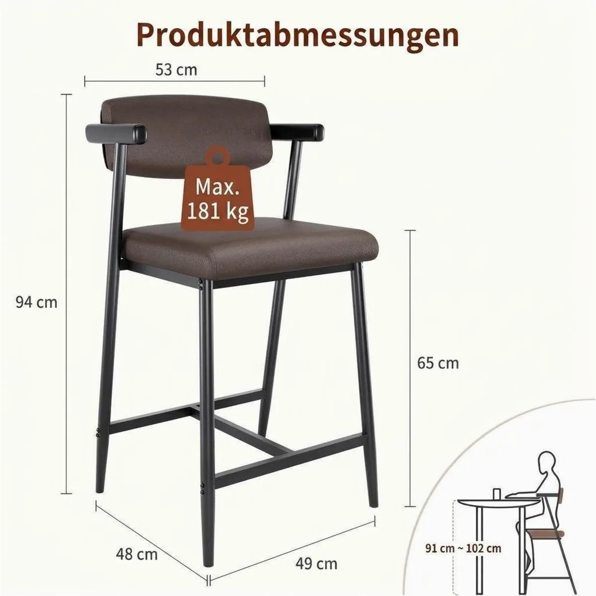 GarveeMore Barhocker 4er-Set, Komfort & Stil, Pflegeleicht & Stabil 3