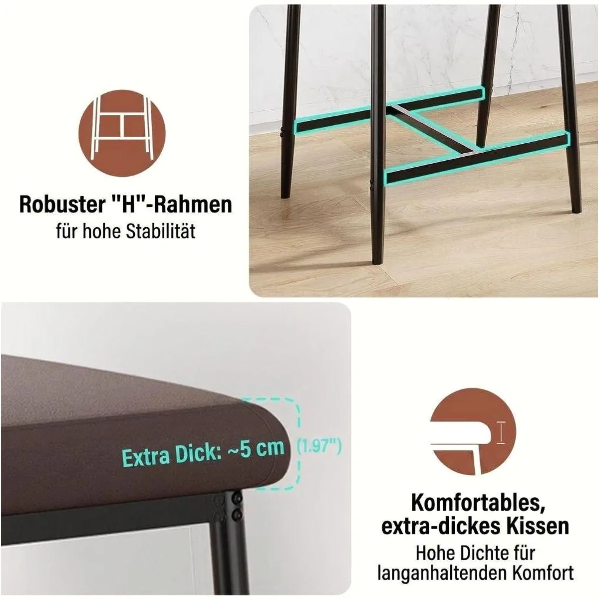 GarveeMore Barhocker 4er-Set, Komfort & Stil, Pflegeleicht & Stabil 5