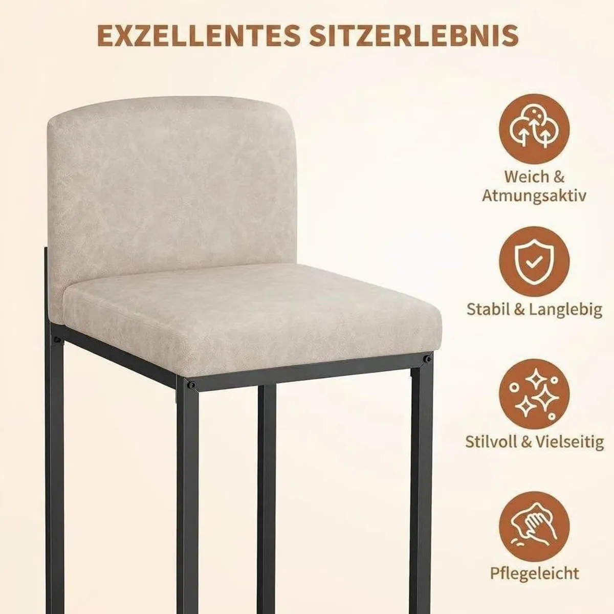 GarveeMore Barhocker 2er-Set, gepolsterte Tresenhocker mit Rückenlehne 4