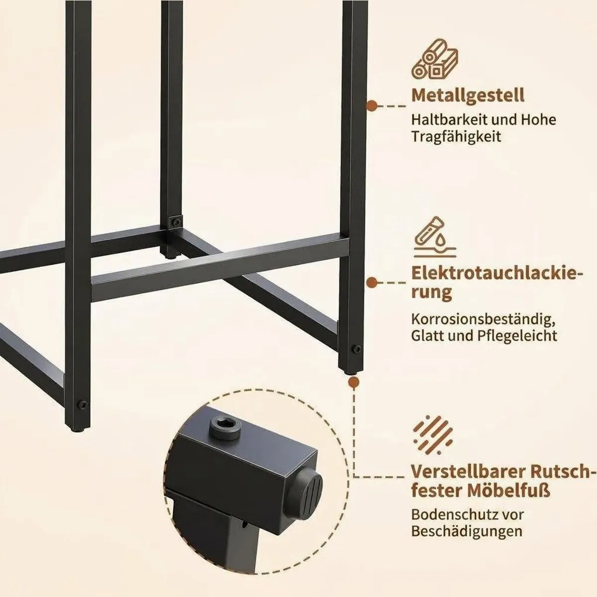GarveeMore Barhocker 2er-Set, gepolsterte Tresenhocker mit Rückenlehne 5