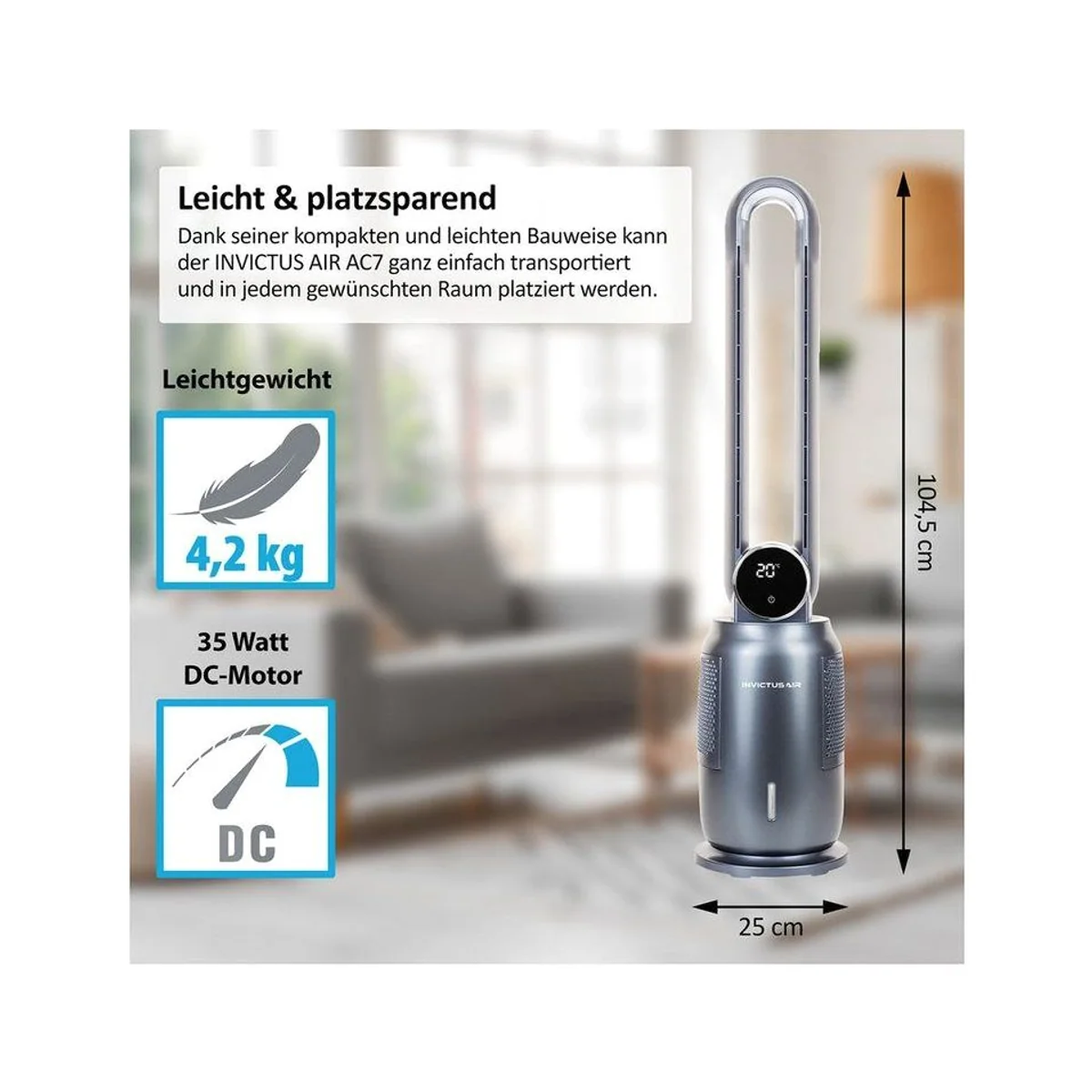 Genius INVICTUS AIR AC7 Turmventilator, 4in1 Luftkühler mit Fernbedienung 4
