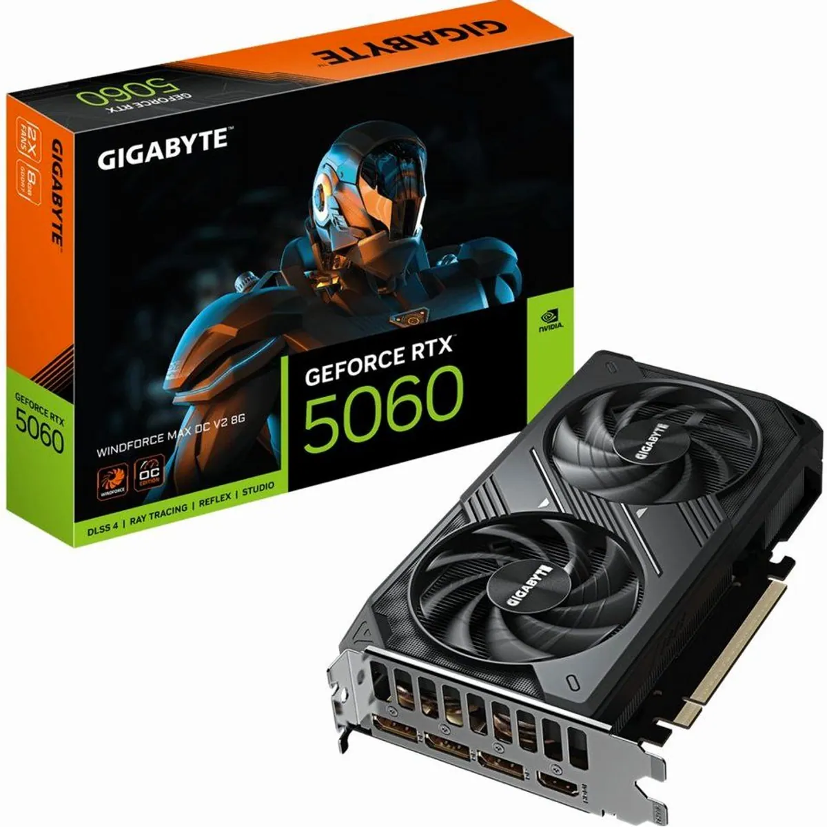 Gigabyte GeForce RTX 5060 WINDFORCE MAX OC V2 8G, DLSS 5, 3840 CUDA Cores, 8 GB GDDR7