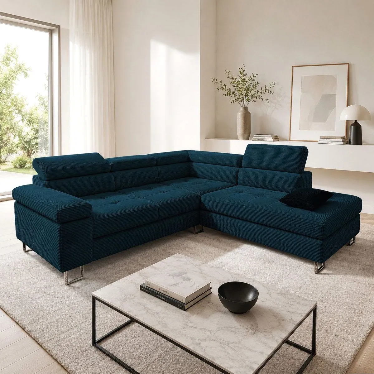 Goldstoff Voyage Ecksofa mit Schlaffunktion, elegant und funktional für Ihr Wohnzimmer 2