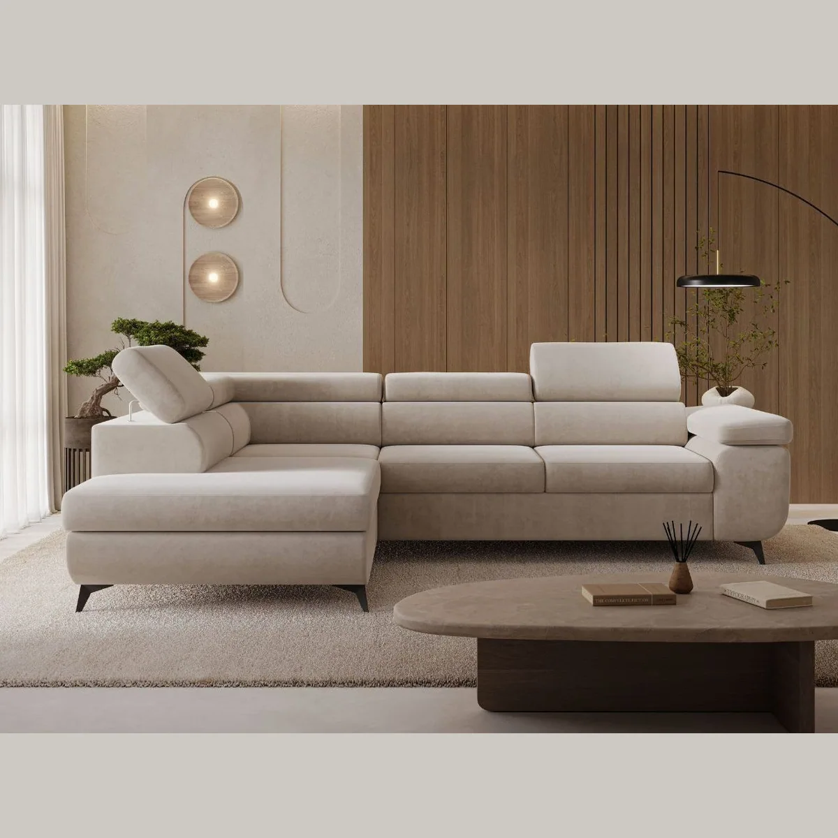 GrainGold Ecksofa Argon L-Form, Komfortabel mit Schlaffunktion & Bettkasten