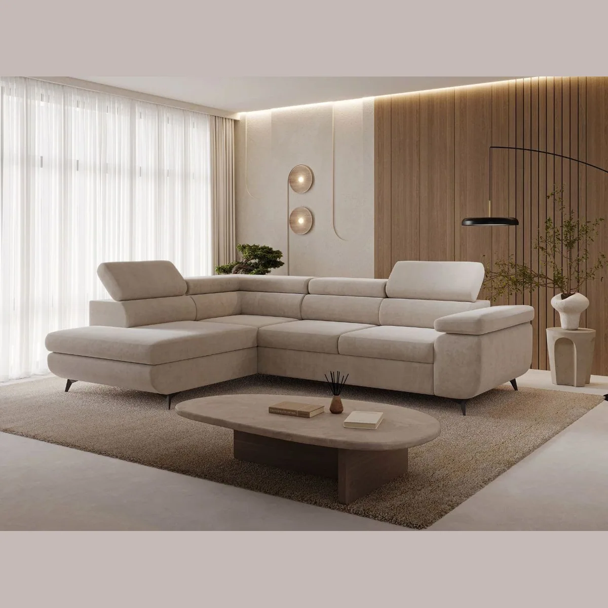 GrainGold Ecksofa Argon L-Form, Komfortabel mit Schlaffunktion & Bettkasten 3