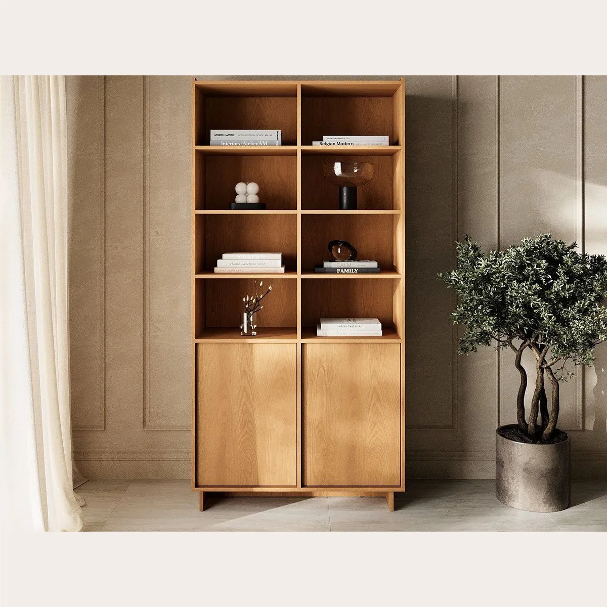 GrainGold Standregal Azumi, modernes Design, Push-to-Open, 98 cm Breite