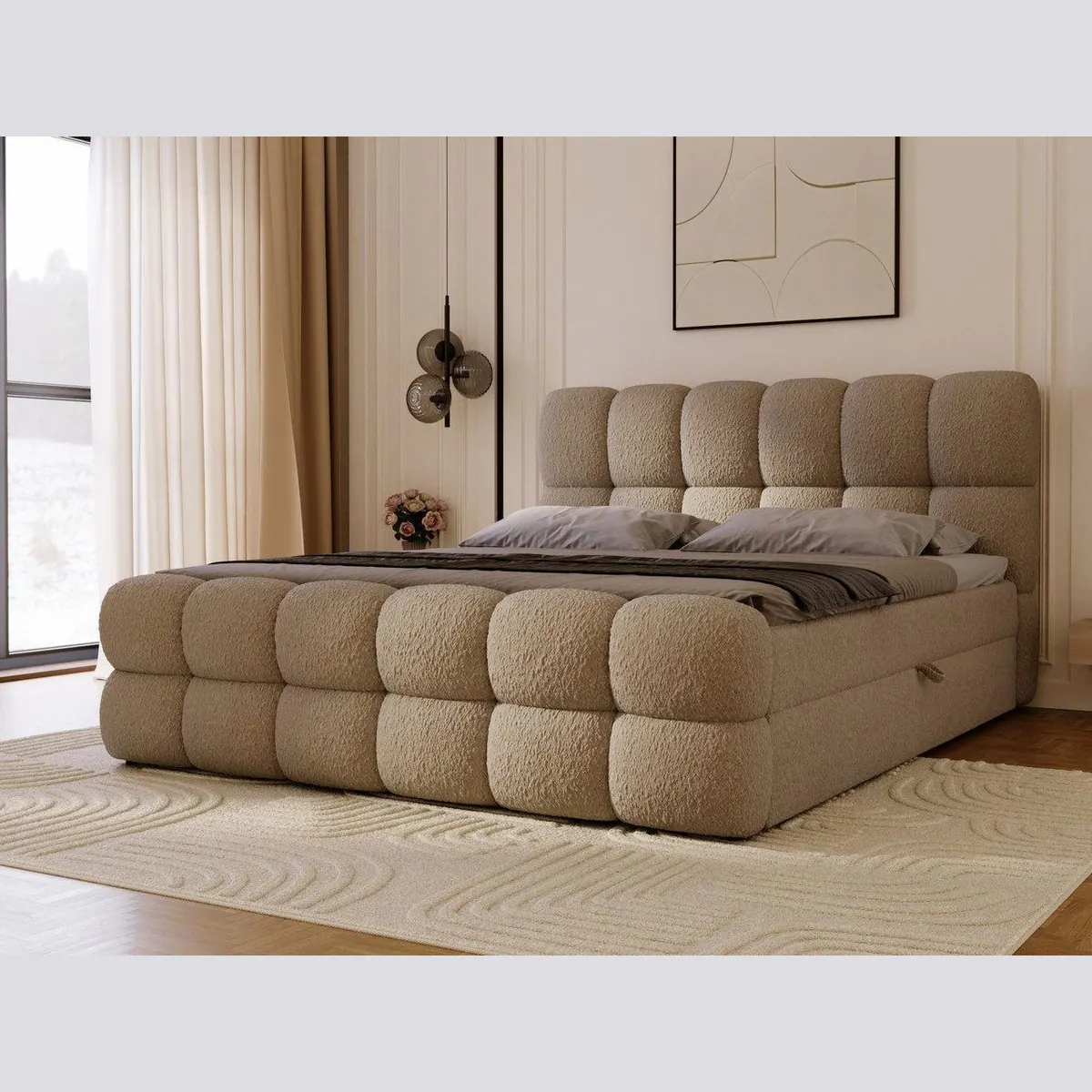 GrainGold Boxspringbett Modo, elegantes Design, hoher Schlafkomfort, praktischer Stauraum
