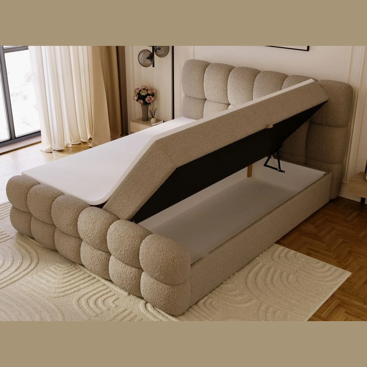 GrainGold Boxspringbett Modo, elegantes Design, hoher Schlafkomfort, praktischer Stauraum 5