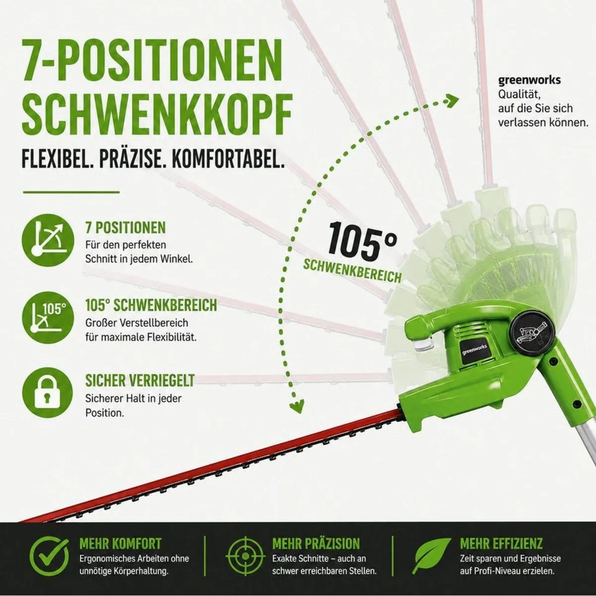 Greenworks 24V 2-in-1 Hochentaster & Heckenschere, Teleskop bis 2,4 m, 20 cm Schwert 4