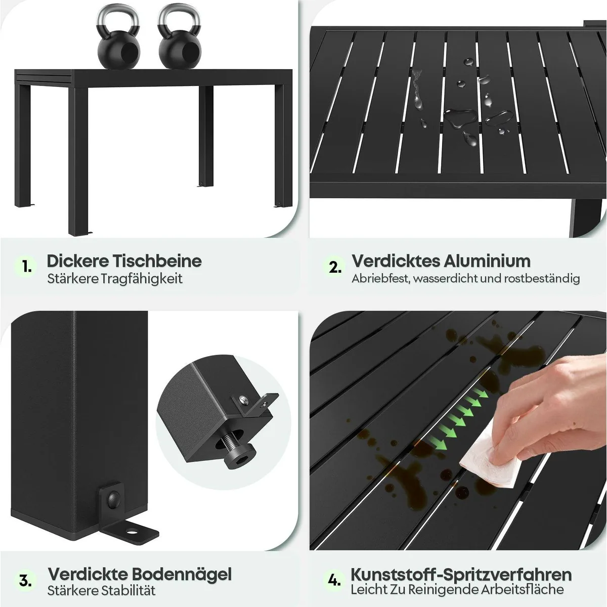GUNJI Ausziehbarer Gartentisch, flexibel und wetterfest für 4 bis 10 Personen 5