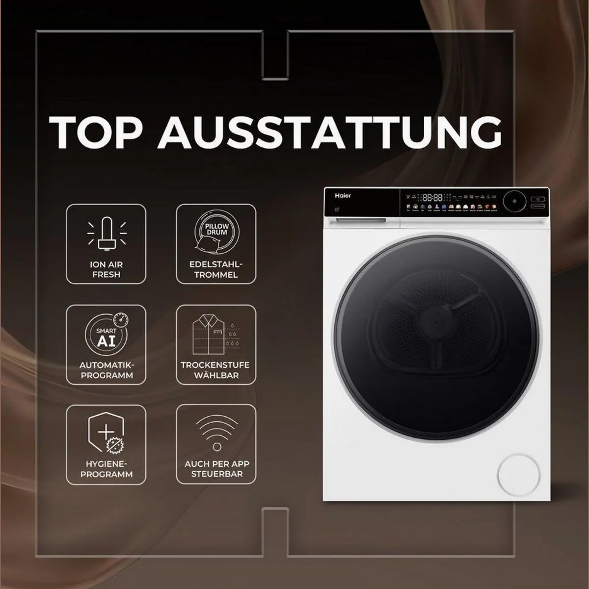 Haier Wärmepumpentrockner G7 Serie HD90-B667U1, intelligente Automatikprogramme & frische Ionentechnologie 3