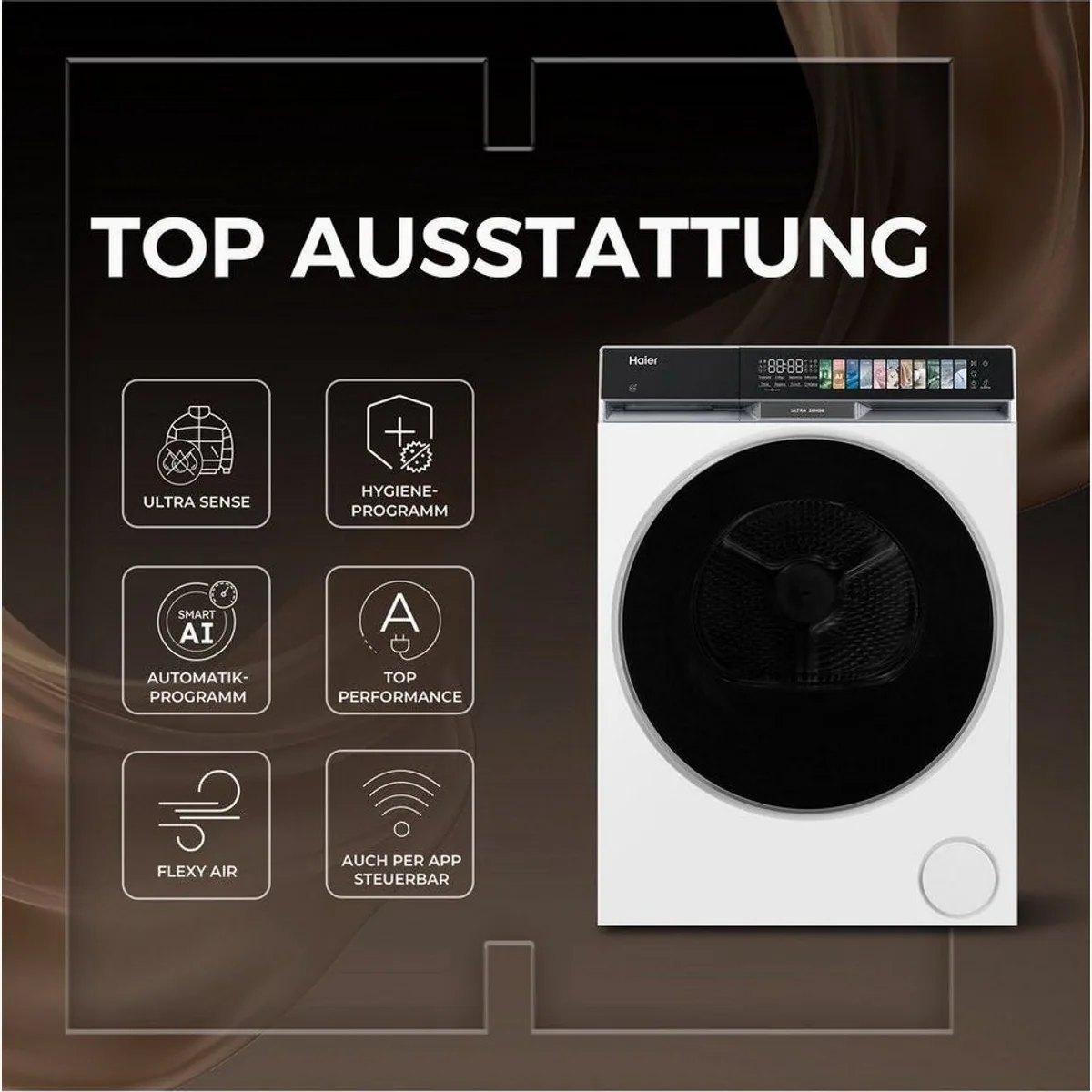 Haier HD90-A687U1 Wärmepumpentrockner, Energieeffizienzklasse A, 9 kg Fassungsvermögen 3