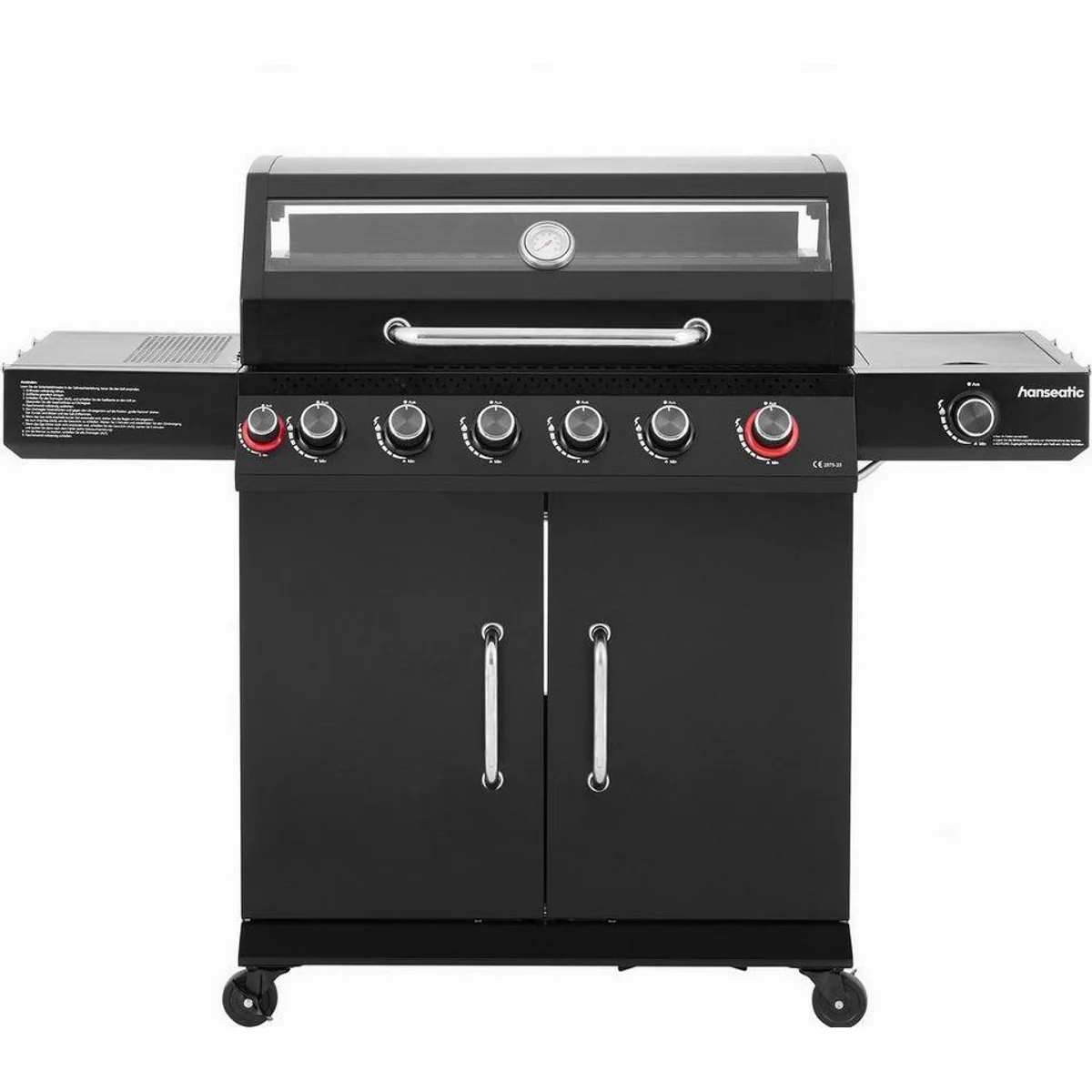 Hanseatic Gasgrill Memphis Black Plus, 6+2 Brenner, 3 Jahre Garantie