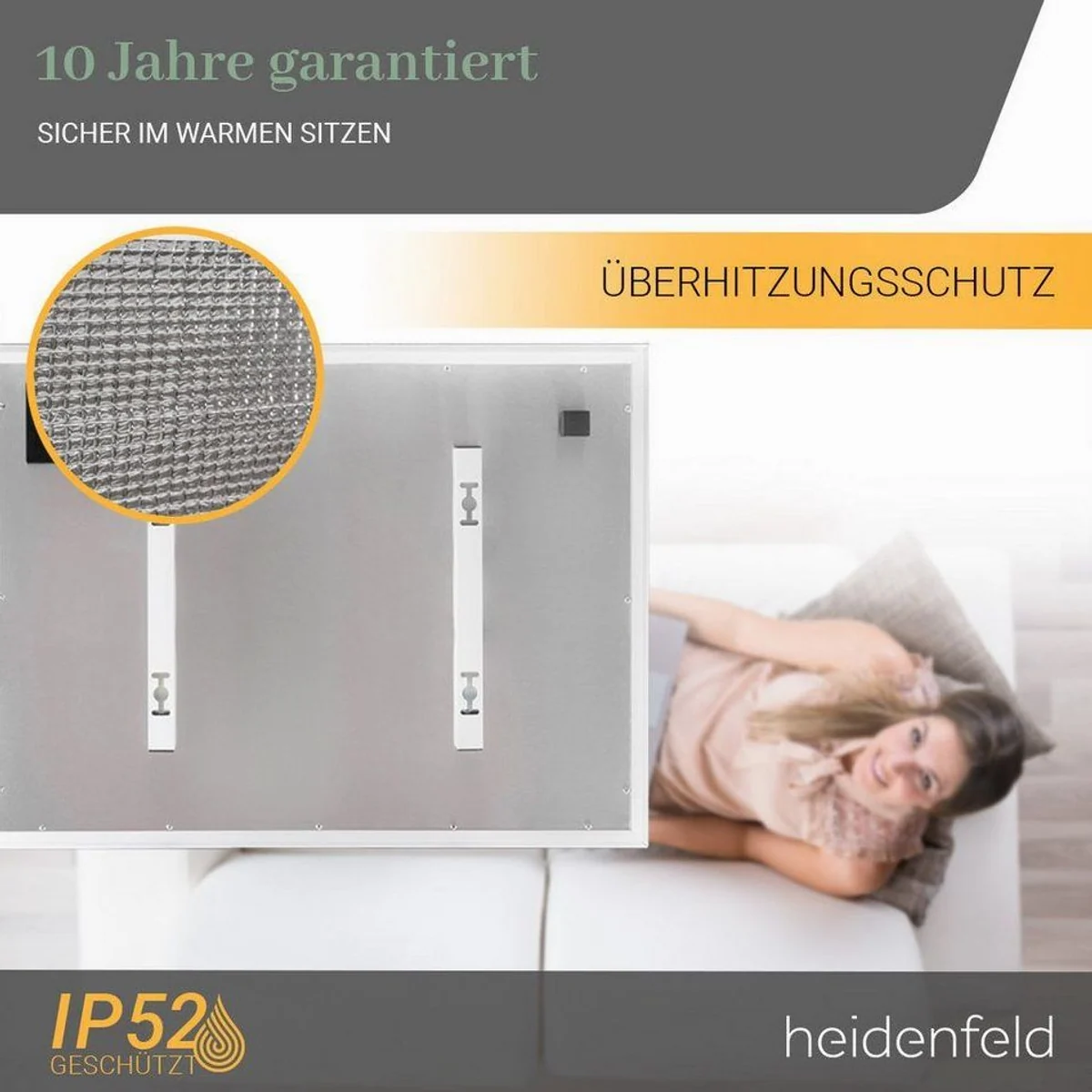 Heidenfeld HF-HP500 Infrarotheizung, integrierte Beleuchtung, 10 Jahre Garantie 5
