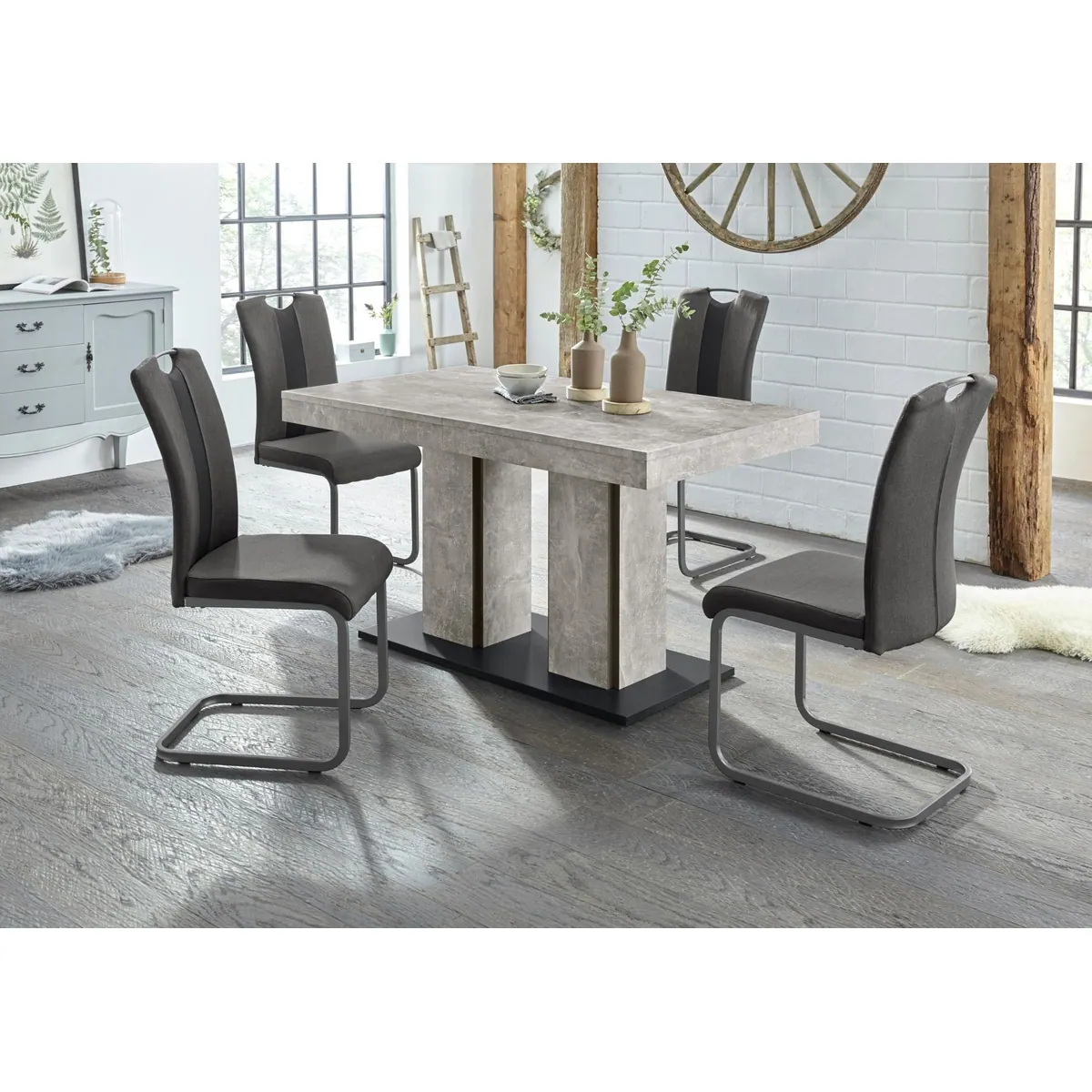 HELA Essgruppe Rose, 5-tlg. Set, eleganter Tisch und bequeme Stühle