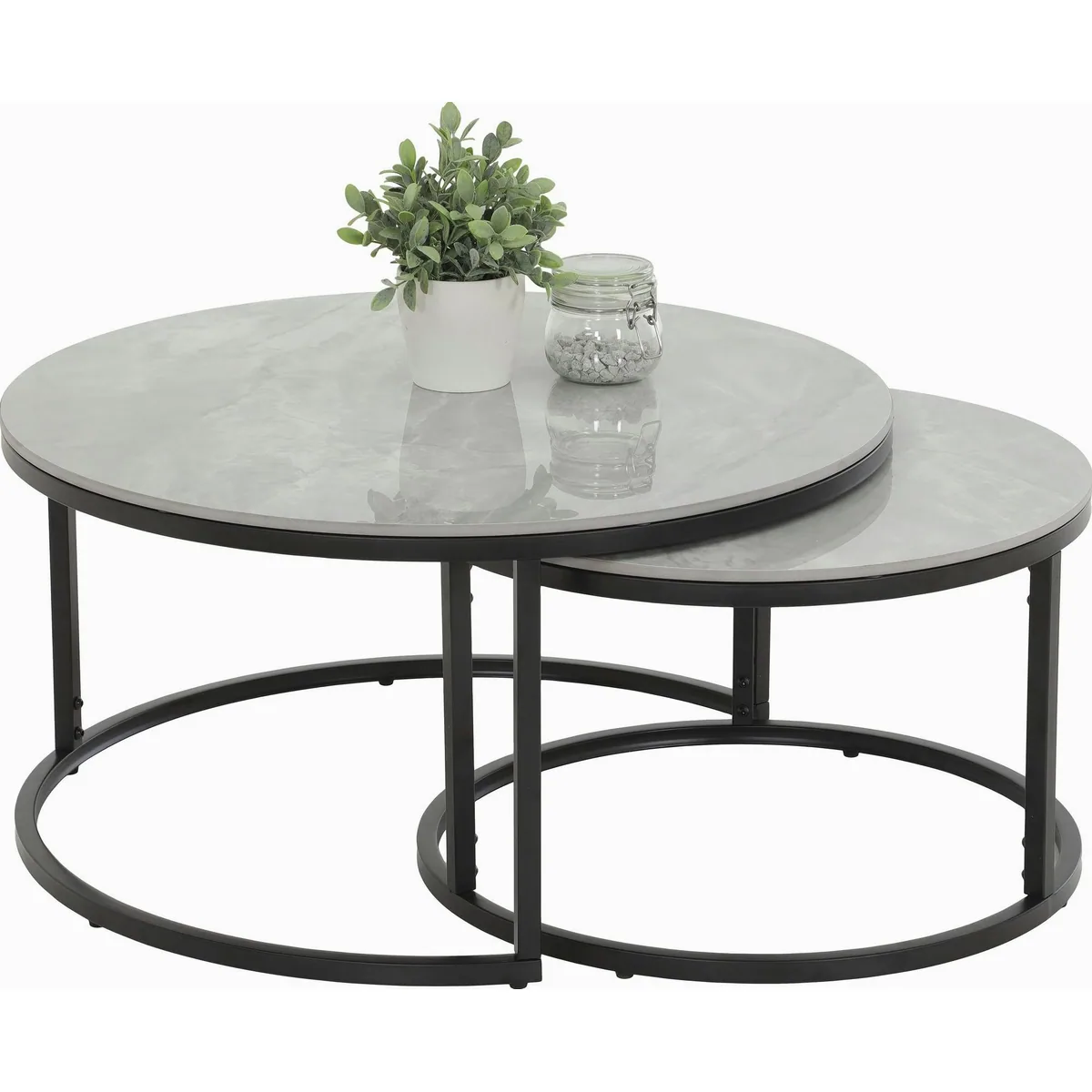 HELA Satztisch LUIS, rundes Couchtisch-Set, Marmoroptik, robust und pflegeleicht 4