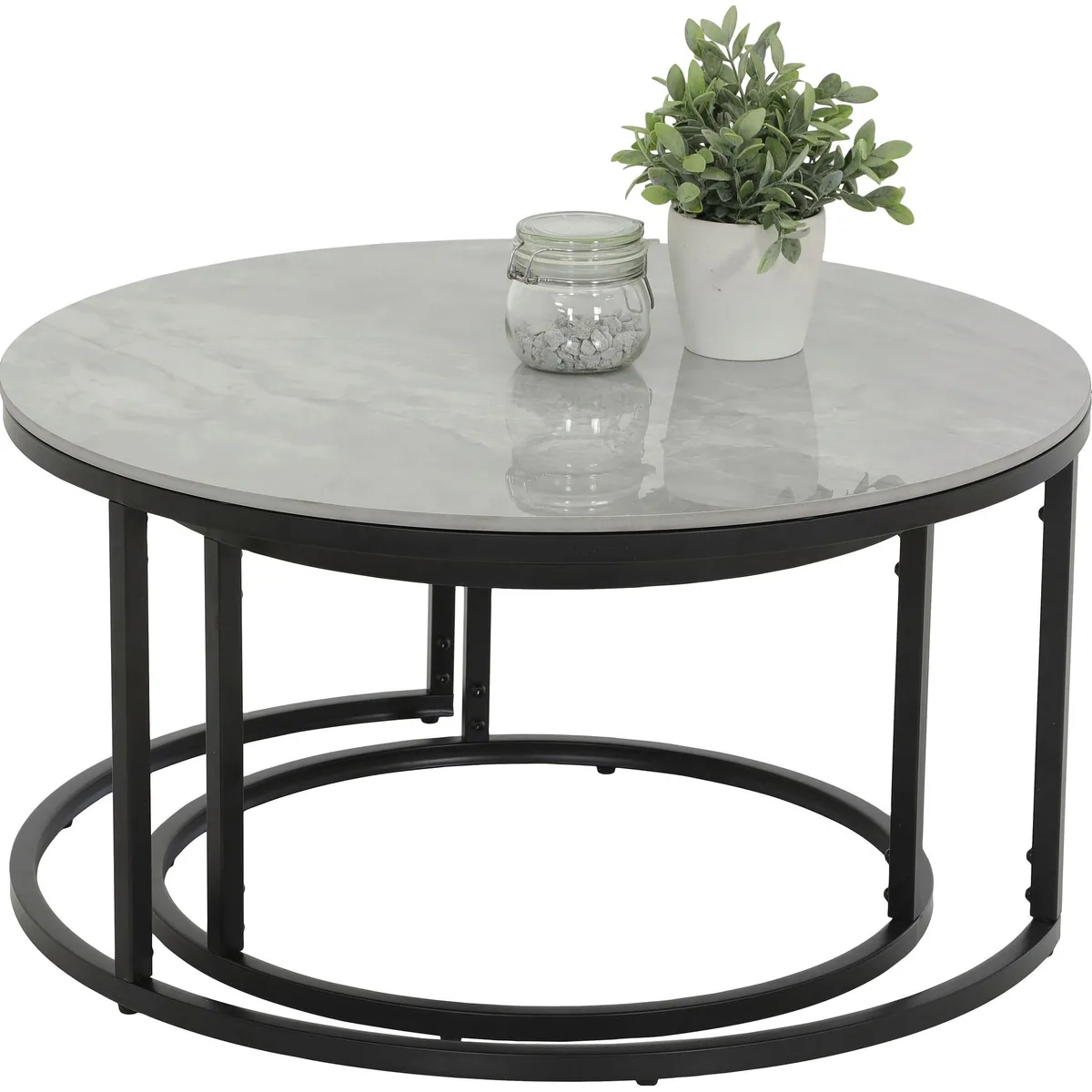 HELA Satztisch LUIS, rundes Couchtisch-Set, Marmoroptik, robust und pflegeleicht 5