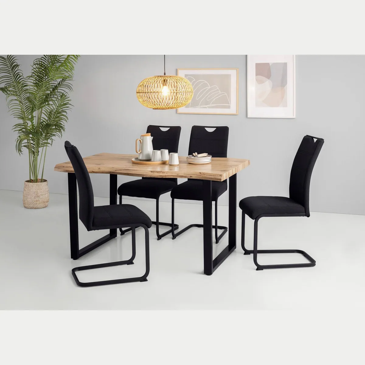 HELA Essgruppe GISELLE, 5-tlg. Set mit Tisch und 4 Stühlen, U-Gestell aus Metall