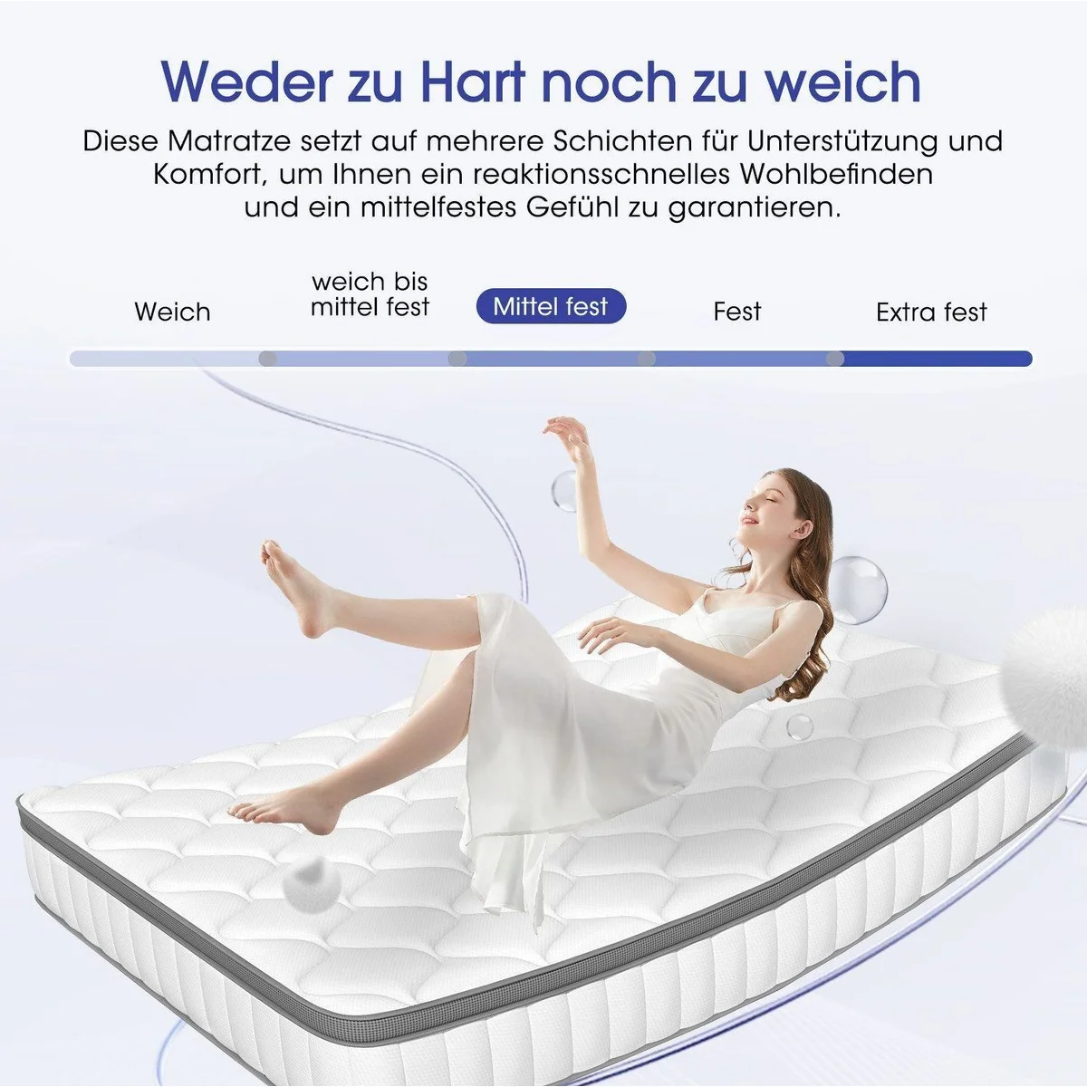 Hiazurm 7-Zonen Taschenfederkernmatratze, orthopädisch, atmungsaktiv, inklusive Topper 5