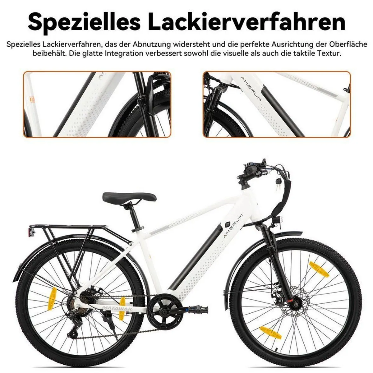 HILAND E-Bike 26" Elektro-Citybike, 250W Motor, 10,4Ah Akku, Gepäckträger 2