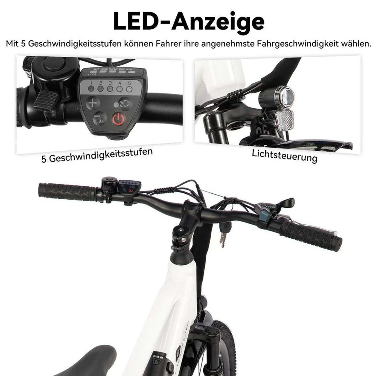 HILAND E-Bike 26" Elektro-Citybike, 250W Motor, 10,4Ah Akku, Gepäckträger 5