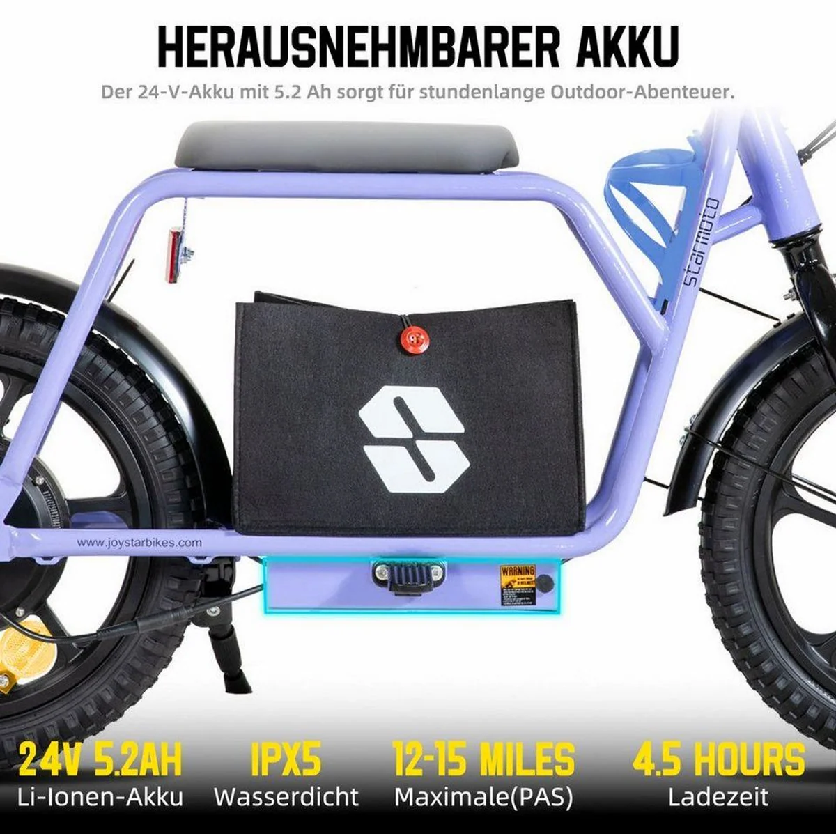 HILAND E-Bike Kinder-Elektromotorrad, ideal für 6-10 Jahre, 250W Motor, 15 Meilen Reichweite 3