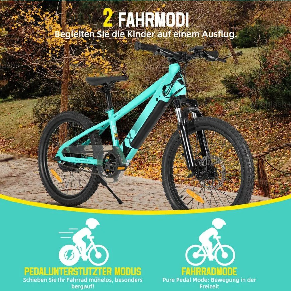 HILAND E-Bike 20/24 Zoll, leistungsstarker Motor, abnehmbarer Akku, vielseitig einsetzbar 4