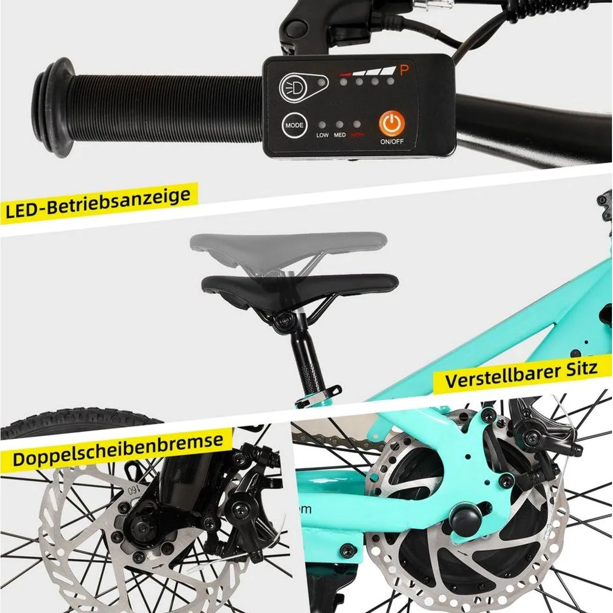 HILAND E-Bike 20/24 Zoll, leistungsstarker Motor, abnehmbarer Akku, vielseitig einsetzbar 5