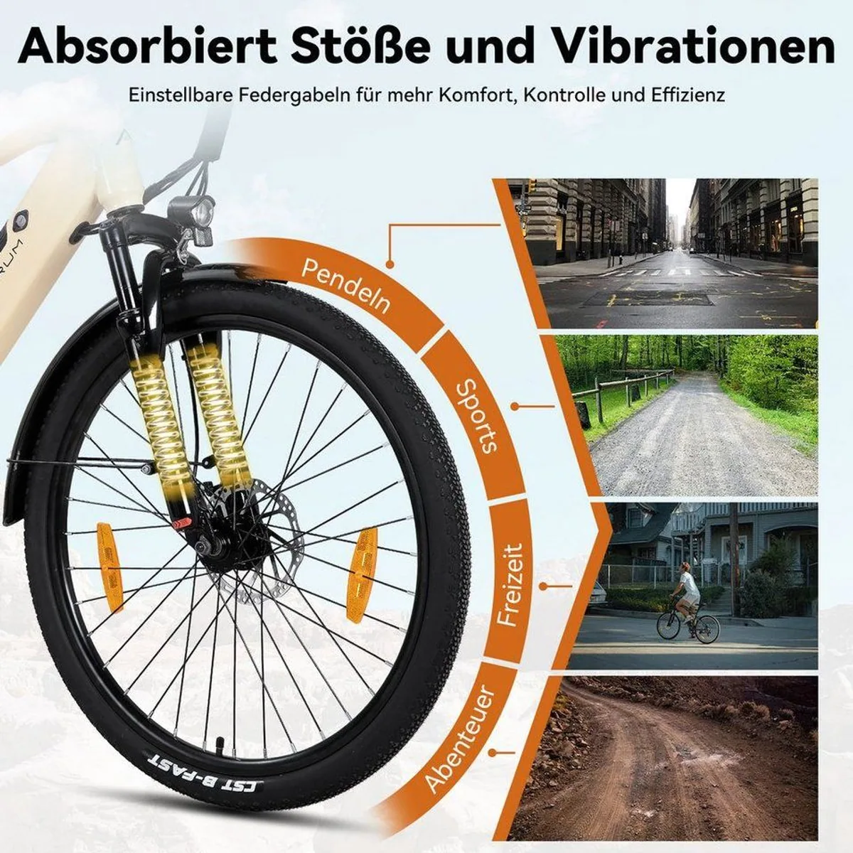 HILAND E-Bike 26" E-Mountainbike, 250W Motor, 10,4Ah Akku, 5 Unterstützungsstufen 3