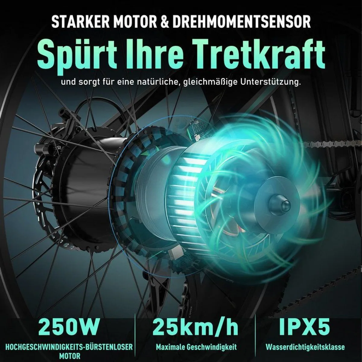 HITWAY E-Bike BK9S, leistungsstarker Motor, intelligente Tretunterstützung, 120 km Reichweite 4