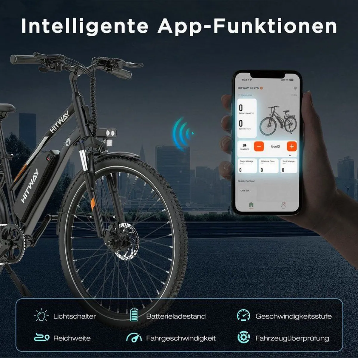HITWAY BK27S E-Bike, 28 Zoll, 50-100 km Reichweite, Shimano 7-Gang-Schaltung 2