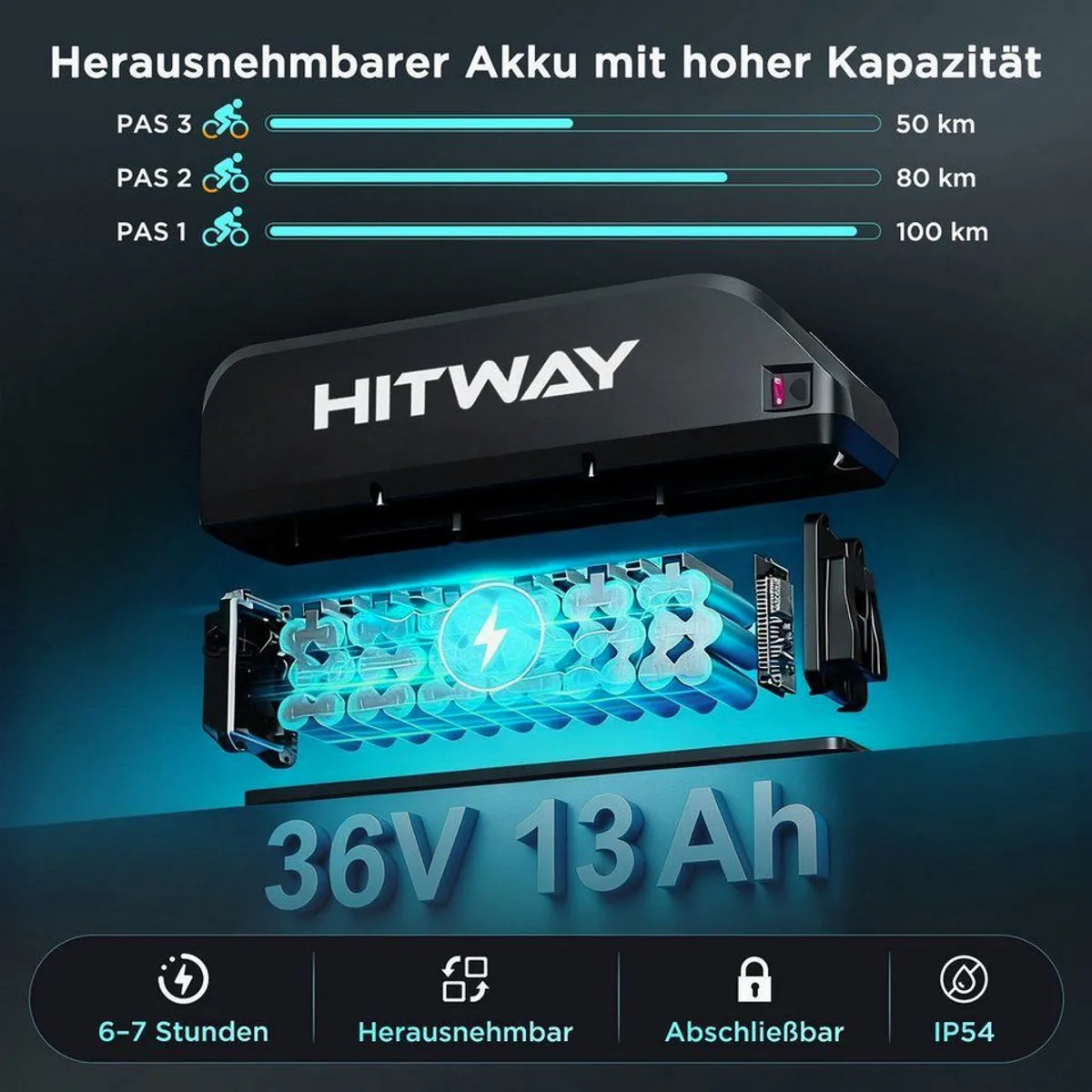 HITWAY BK27S E-Bike, 28 Zoll, 50-100 km Reichweite, Shimano 7-Gang-Schaltung 4