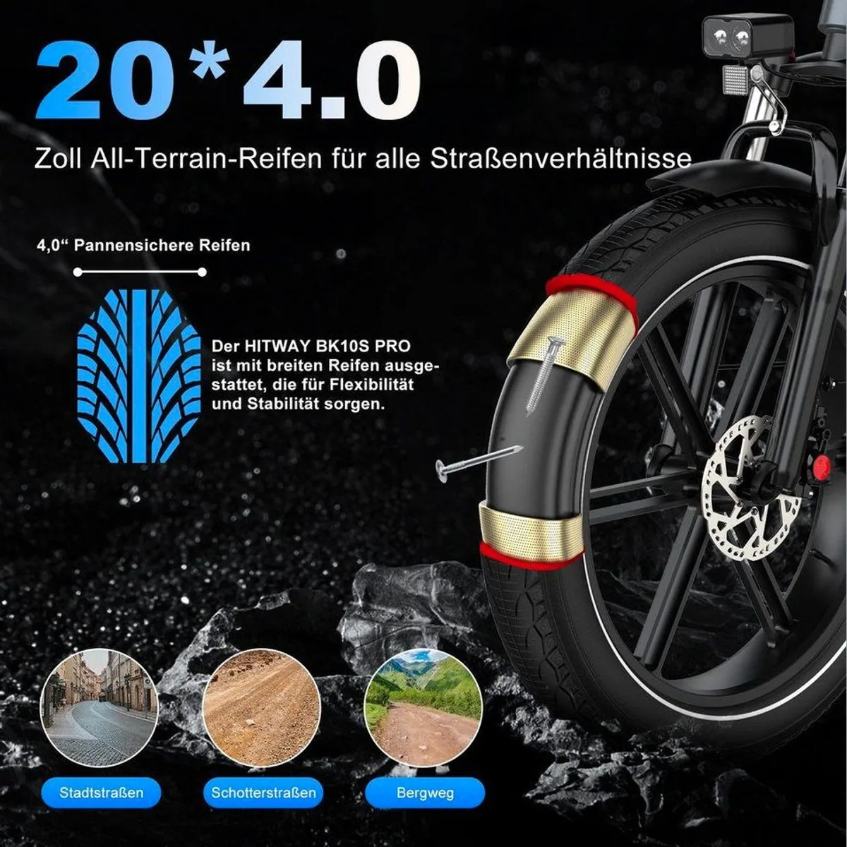 HITWAY E-Bike Mountainbike, 720 Wh Akku, 250 W Heckmotor, Faltbar 2