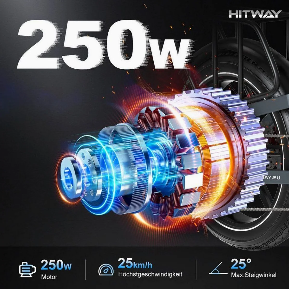 HITWAY E-Bike Mountainbike, 720 Wh Akku, 250 W Heckmotor, Faltbar 4