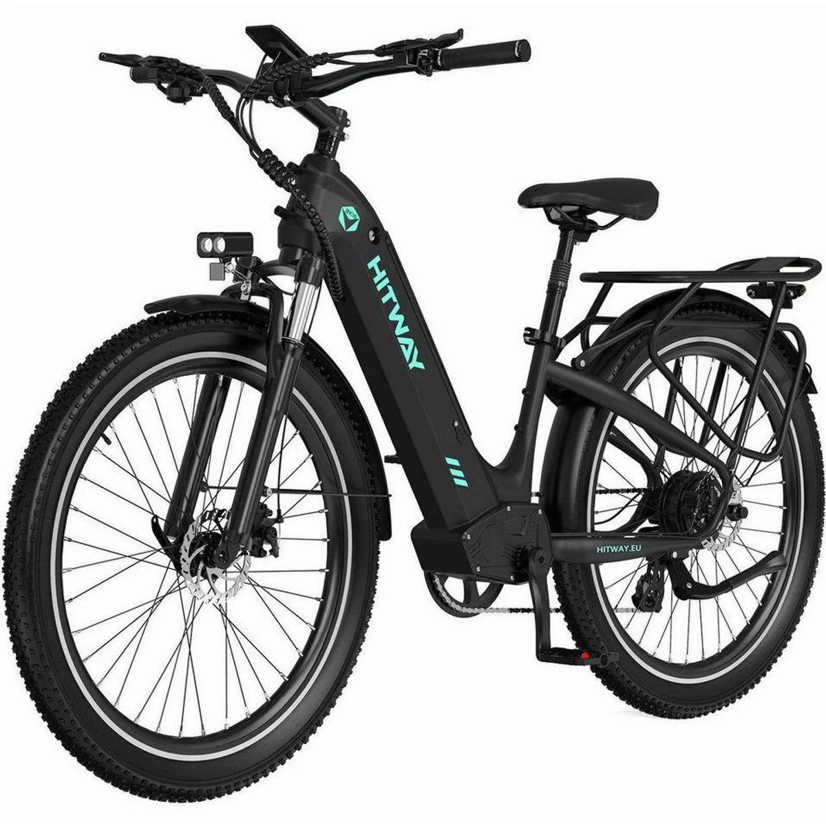 HITWAY E-Bike Pedelec, abnehmbarer Akku, 7-Gang Shimano Schaltung, Tiefeinstieg