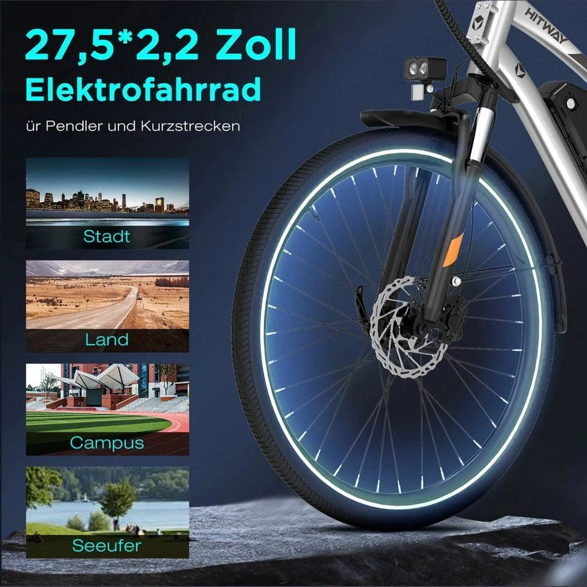 HITWAY E-Bike Trekkingrad, leistungsstarker Mittelmotor, Reichweite bis 180 km 2