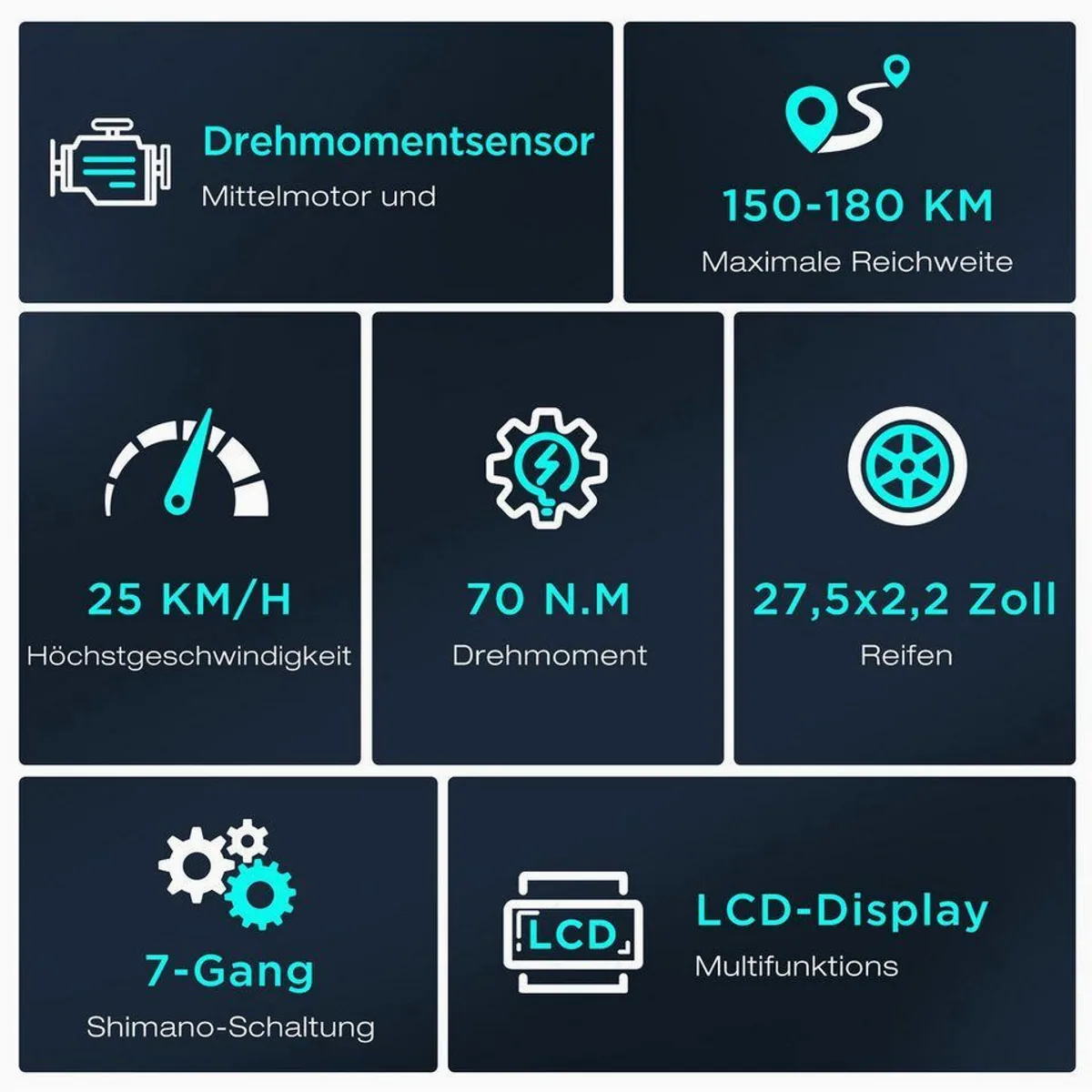 HITWAY E-Bike Trekkingrad, leistungsstarker Mittelmotor, Reichweite bis 180 km 3