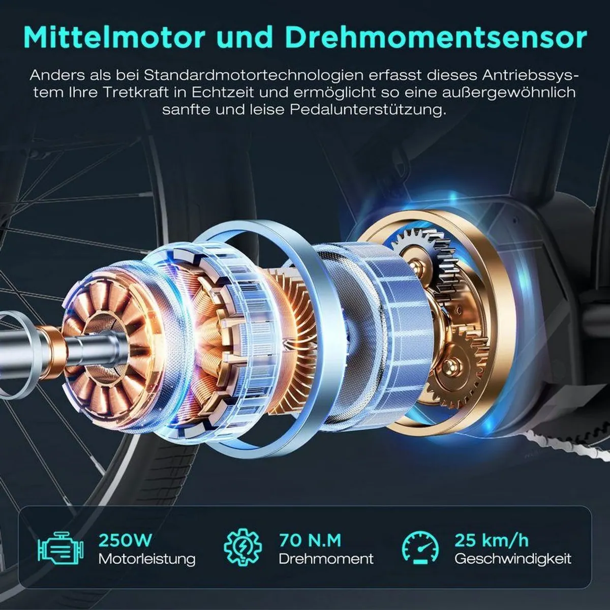 HITWAY E-Bike Trekkingrad, leistungsstarker Mittelmotor, Reichweite bis 180 km 4