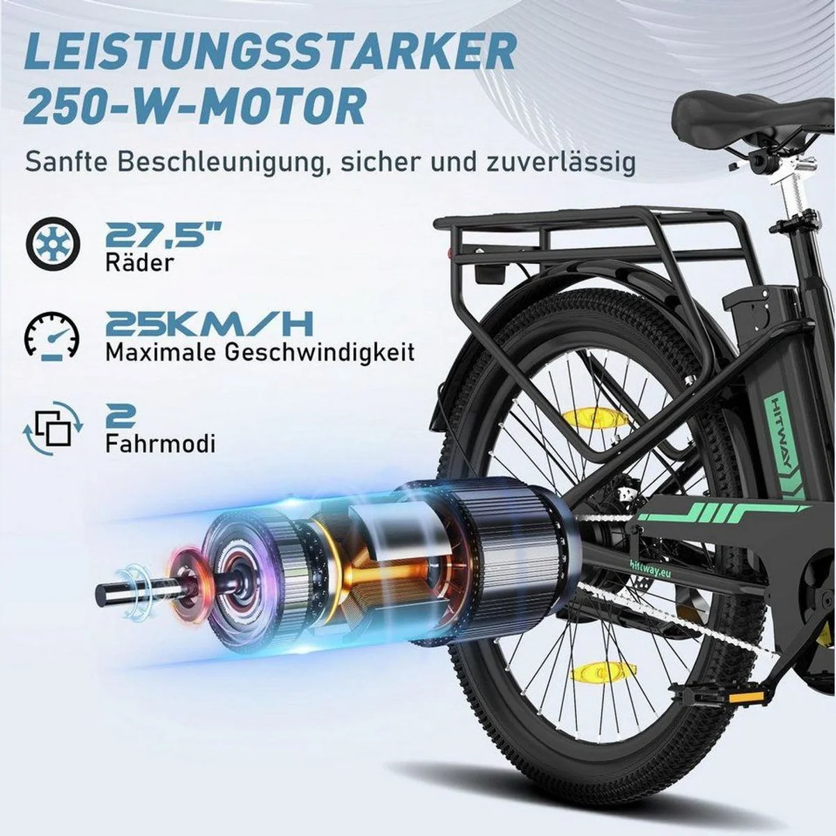 HITWAY BK8S E-Bike, 250W Motor, 36V 13Ah Akku, 27,5 Zoll — ideal für Stadtfahrten 2