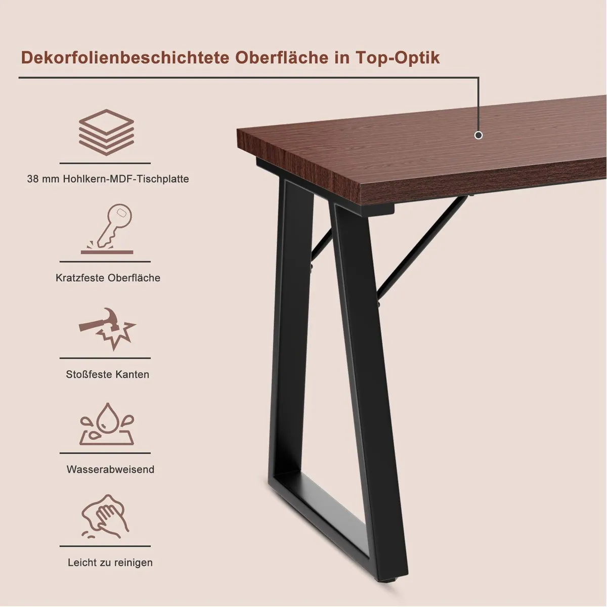 HOMAVO Z2 Esstisch, stabile MDF-Tischplatte, modernes Design 3