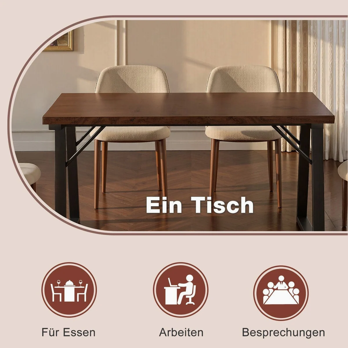 HOMAVO Z2 Esstisch, stabile MDF-Tischplatte, modernes Design 4
