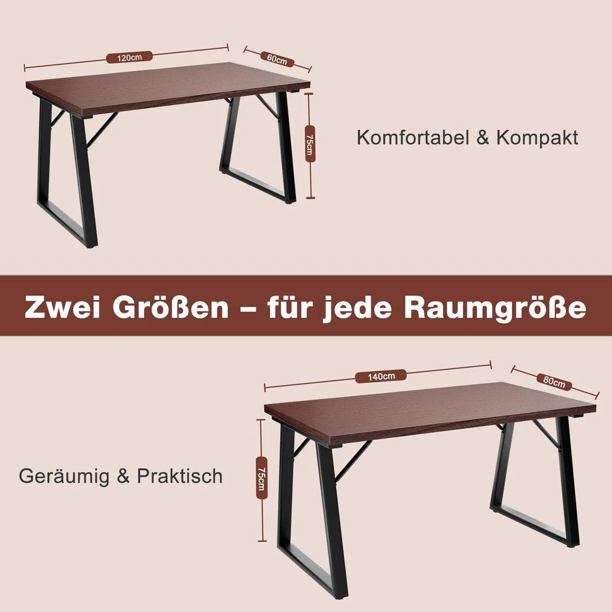 HOMAVO Z2 Esstisch, stabile MDF-Tischplatte, modernes Design 5