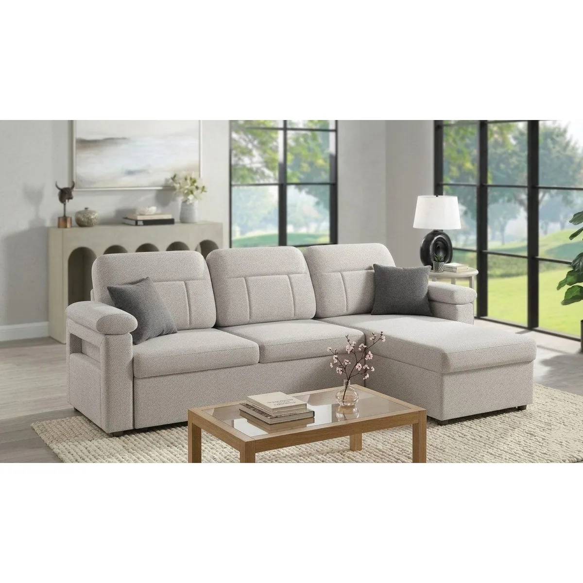 HOMAVO Ecksofa L-Ecksofa, modernes Design, abnehmbares Sitzkissen, praktische Stauraummöglichkeiten