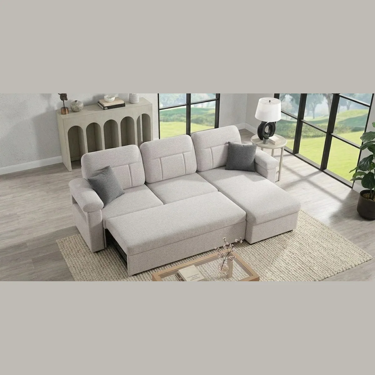 HOMAVO Ecksofa L-Ecksofa, modernes Design, abnehmbares Sitzkissen, praktische Stauraummöglichkeiten 2