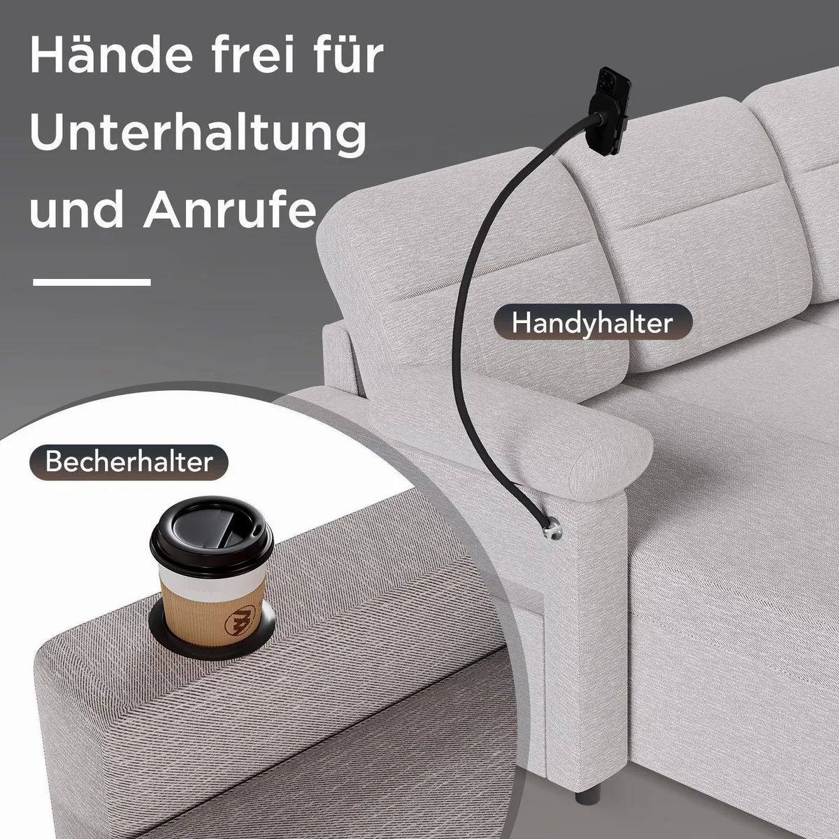 HOMAVO Ecksofa L-Ecksofa, modernes Design, abnehmbares Sitzkissen, praktische Stauraummöglichkeiten 3