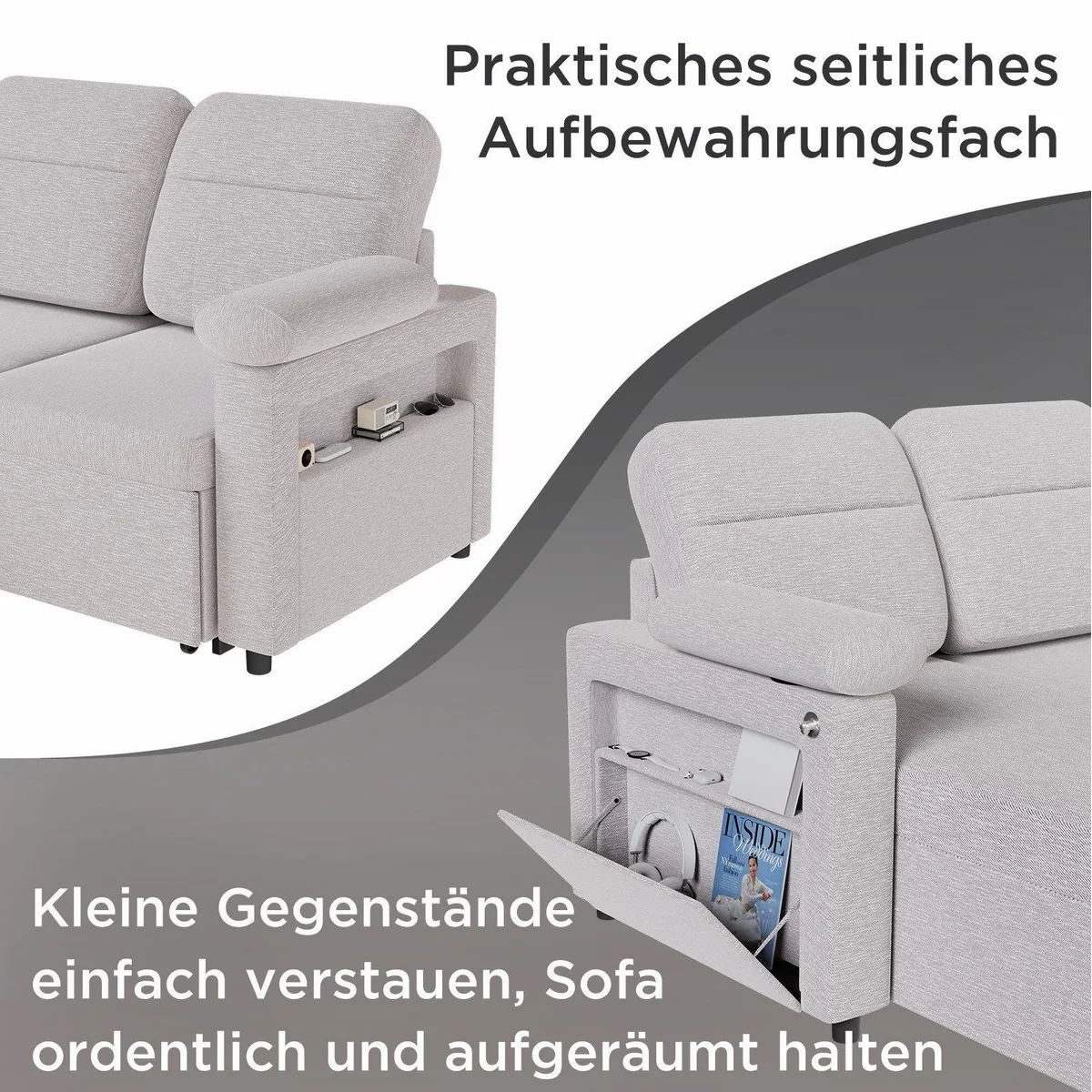 HOMAVO Ecksofa L-Ecksofa, modernes Design, abnehmbares Sitzkissen, praktische Stauraummöglichkeiten 4
