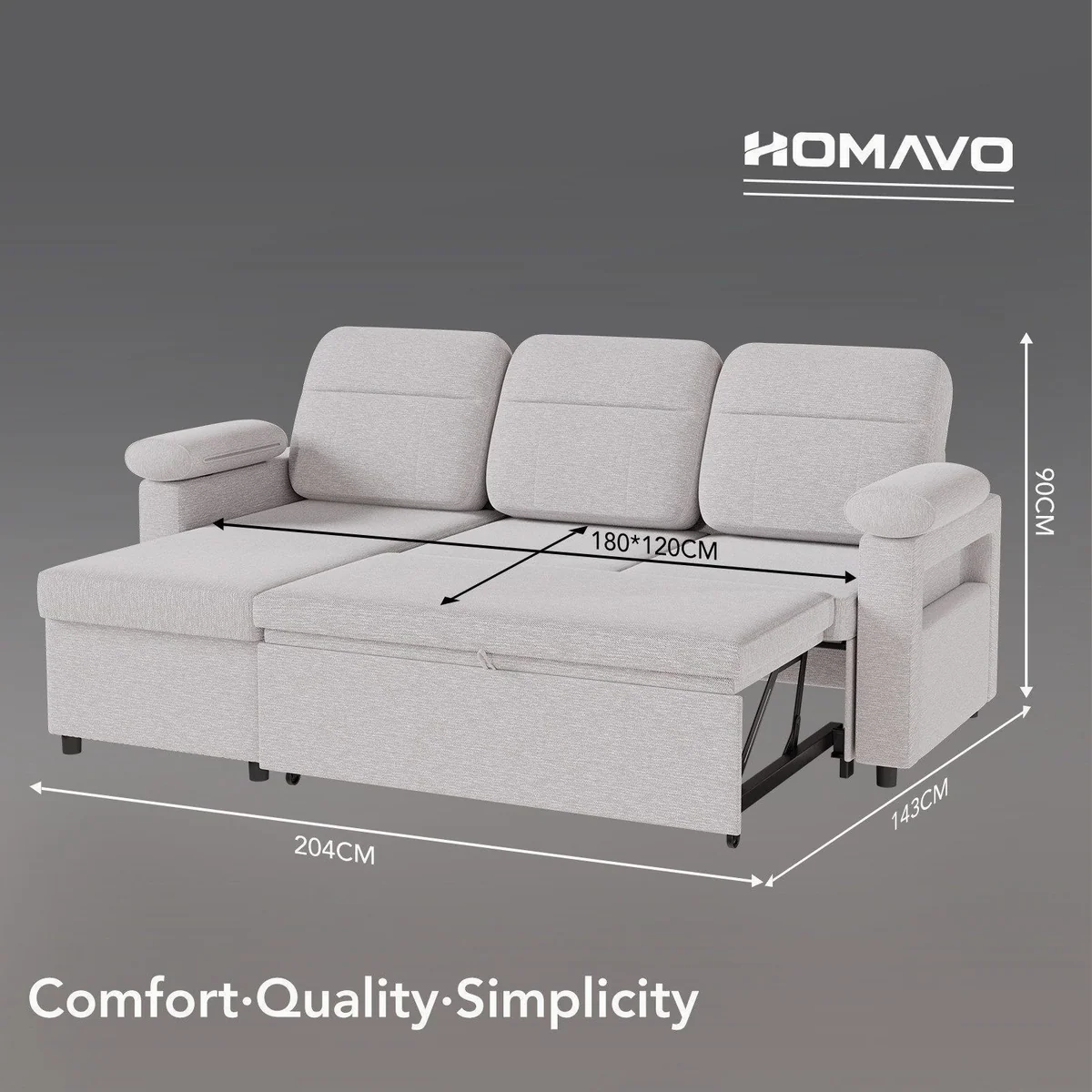 HOMAVO Ecksofa L-Ecksofa, modernes Design, abnehmbares Sitzkissen, praktische Stauraummöglichkeiten 5