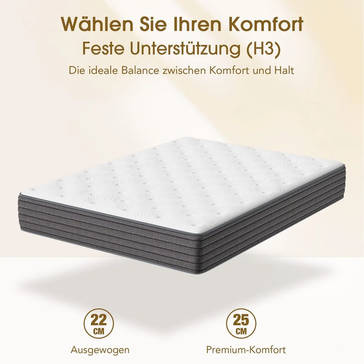HOMAVO 7-Zonen Matratze, H3-Mittelfest, ergonomisches Design, 22 cm hoch 5