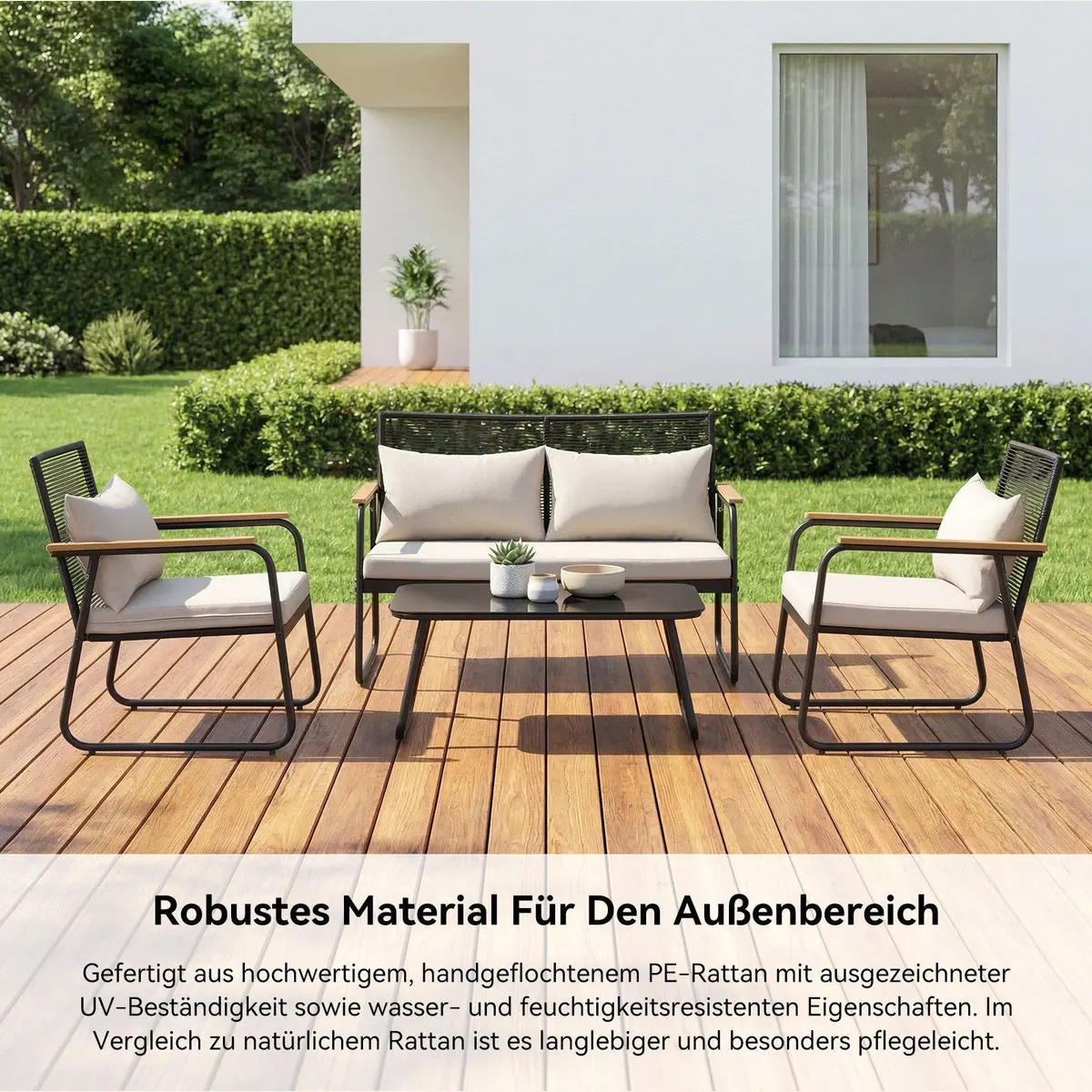 HOMAVO Gartenlounge-Set, wetterfest, stabil, für 4 Personen 4