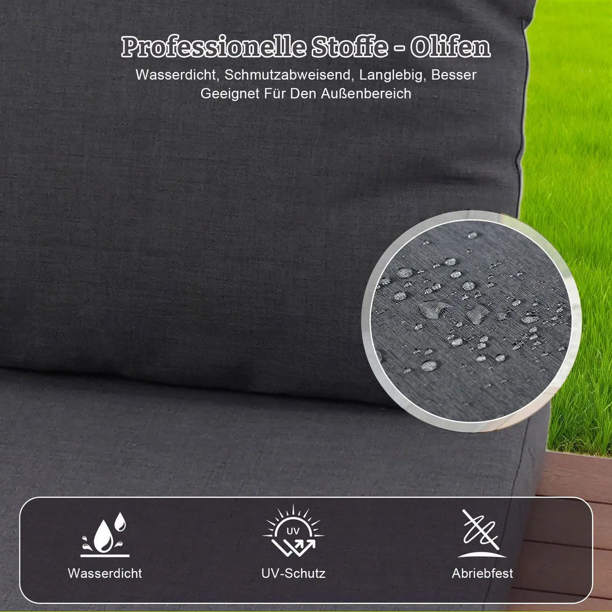 HOMAVO Gartenlounge-Set, L-förmiges Ecksofa mit Couchtisch, wetterbeständig & pflegeleicht 4